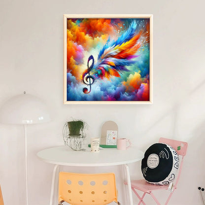 Colored Musical Note Feathers - 11CT Stamped Cross Stitch 40*40CM