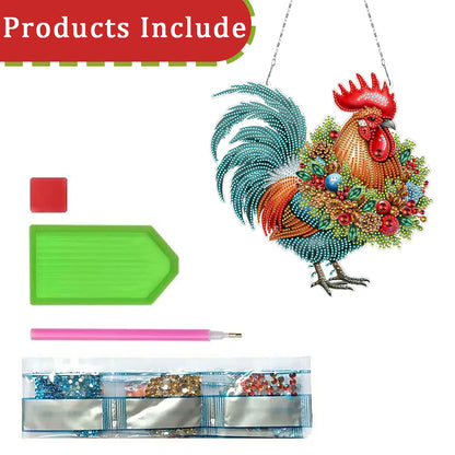 2D Flat Christmas DIY Hanging Diamond Art Kits Window Hanging Art for Home Decor