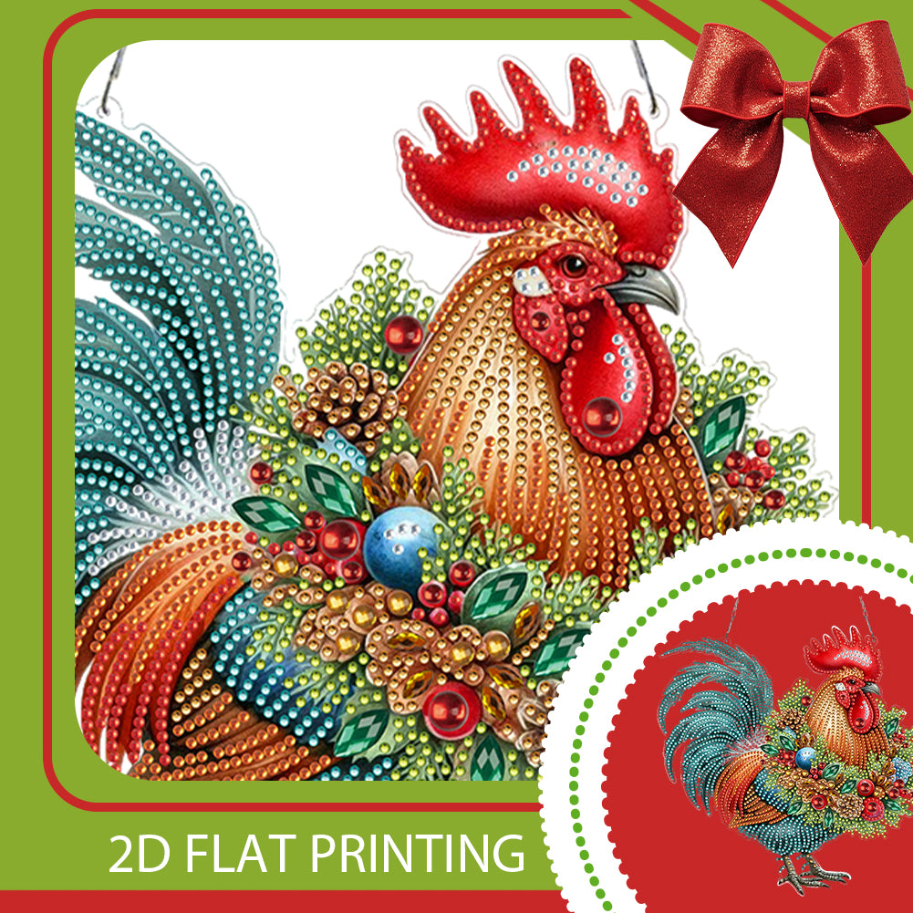 2D Flat Christmas DIY Hanging Diamond Art Kits Window Hanging Art for Home Decor