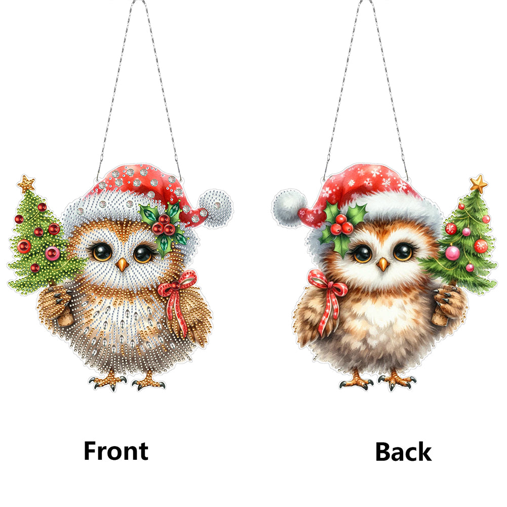2D Flat Christmas DIY Hanging Diamond Art Kits Window Hanging Art for Home Decor