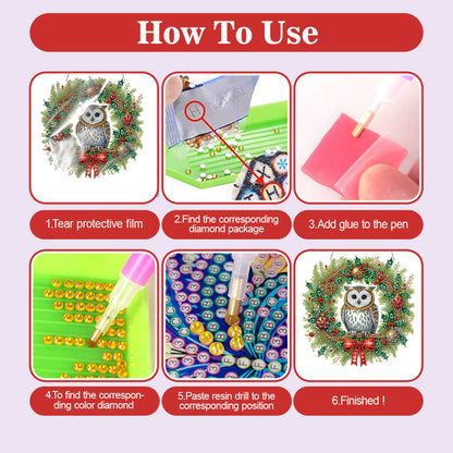 2D Flat Christmas DIY Hanging Diamond Art Kits Window Hanging Art for Home Decor