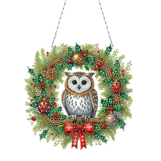 2D/Flat Christmas DIY Diamond Art Acrylic Pendant Wall Door Decoration (Wreath)