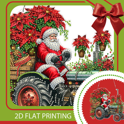 2D/Flat Christmas DIY Diamond Art Acrylic Pendant Wall Door Decoration (Tractor)