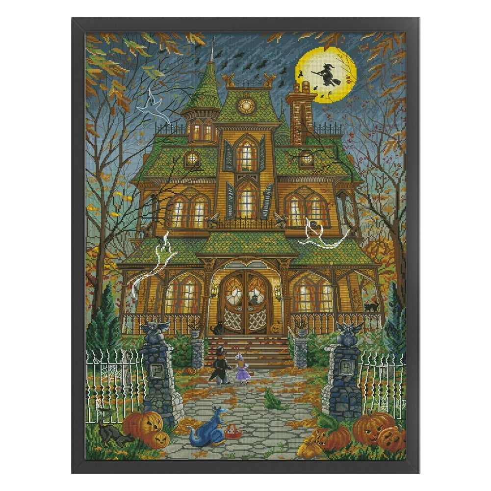 Autumn Halloween Castle - 14CT Stamped Cross Stitch 60*80CM(Fairy Brand)