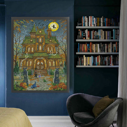 Autumn Halloween Castle - 14CT Stamped Cross Stitch 60*80CM(Fairy Brand)
