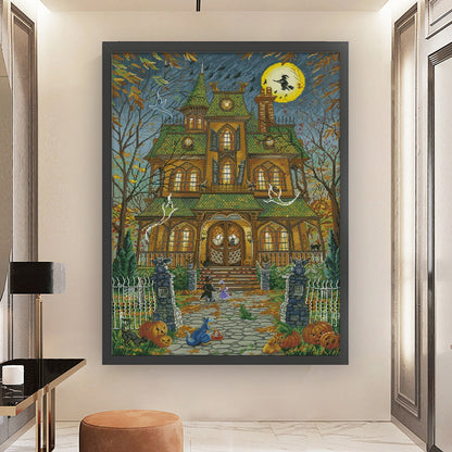 Autumn Halloween Castle - 14CT Stamped Cross Stitch 60*80CM(Fairy Brand)