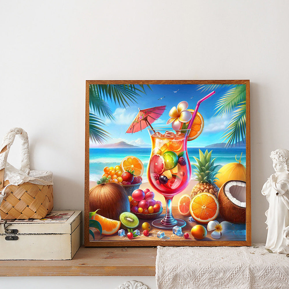 Summer Beach Fruit Drink - Full Round Drill Diamond Painting 30*30CM