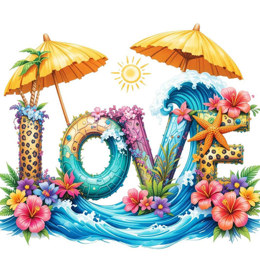 Summer Beach Love - Full Round Drill Diamond Painting 30*30CM