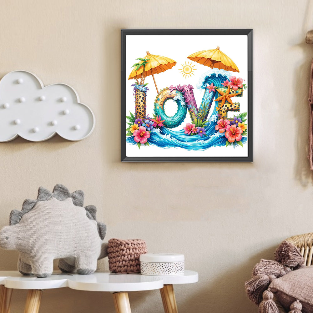 Summer Beach Love - Full Round Drill Diamond Painting 30*30CM