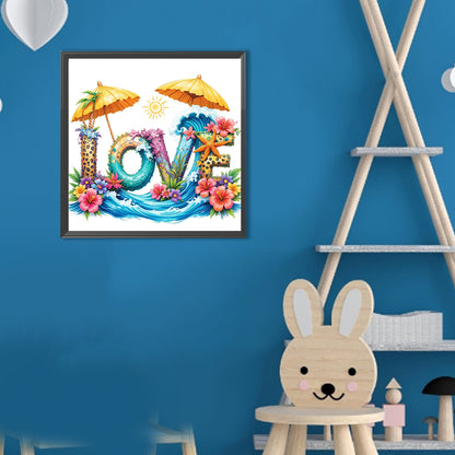 Summer Beach Love - Full Round Drill Diamond Painting 30*30CM