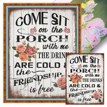 Rose Calligraphy And Painting - 14CT Stamped Cross Stitch 30*40CM