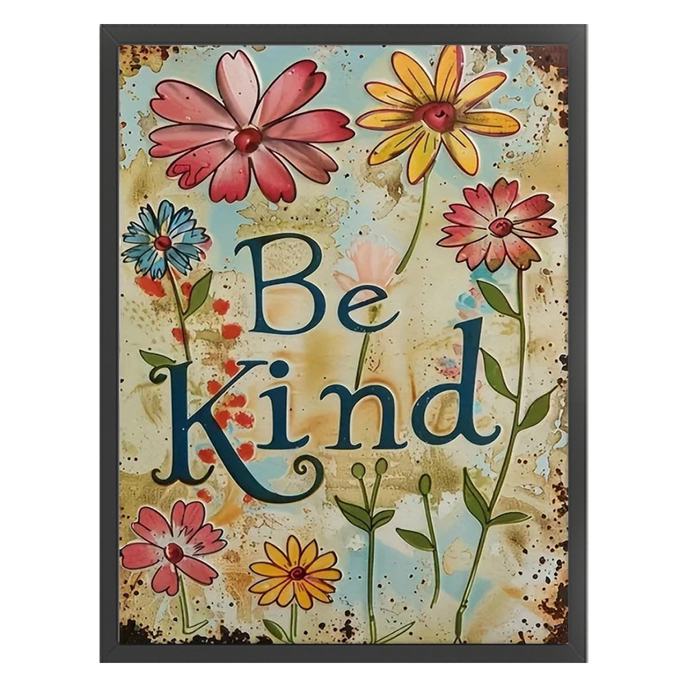 Flower Calligraphy And Painting - 14CT Stamped Cross Stitch 30*40CM
