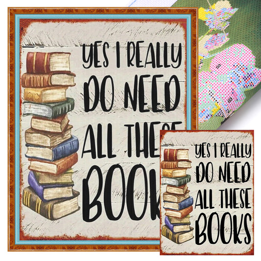 Book Pile Calligraphy And Painting - 14CT Stamped Cross Stitch 30*40CM