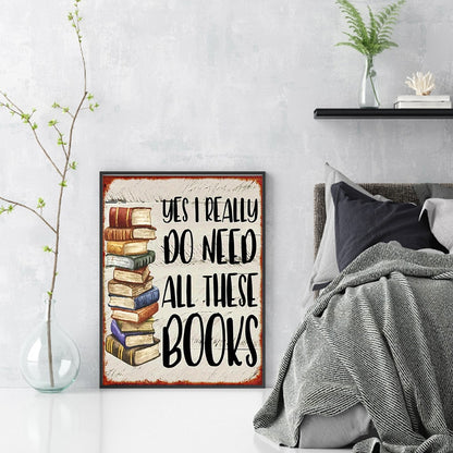 Book Pile Calligraphy And Painting - 14CT Stamped Cross Stitch 30*40CM