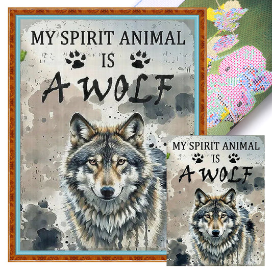 Wolf - 14CT Stamped Cross Stitch 30*40CM
