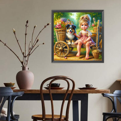 Dog And Child - Full Round Drill Diamond Painting 40*40CM