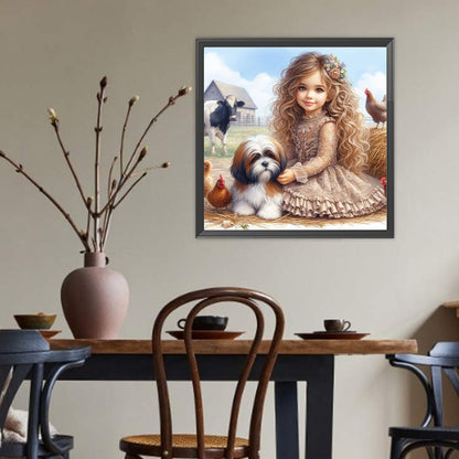 Dog And Child - Full Round Drill Diamond Painting 40*40CM
