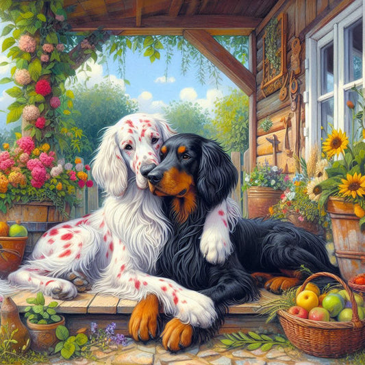 Two Dogs - Full Round Drill Diamond Painting 40*40CM