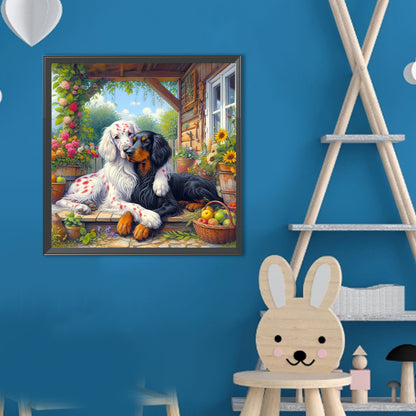 Two Dogs - Full Round Drill Diamond Painting 40*40CM