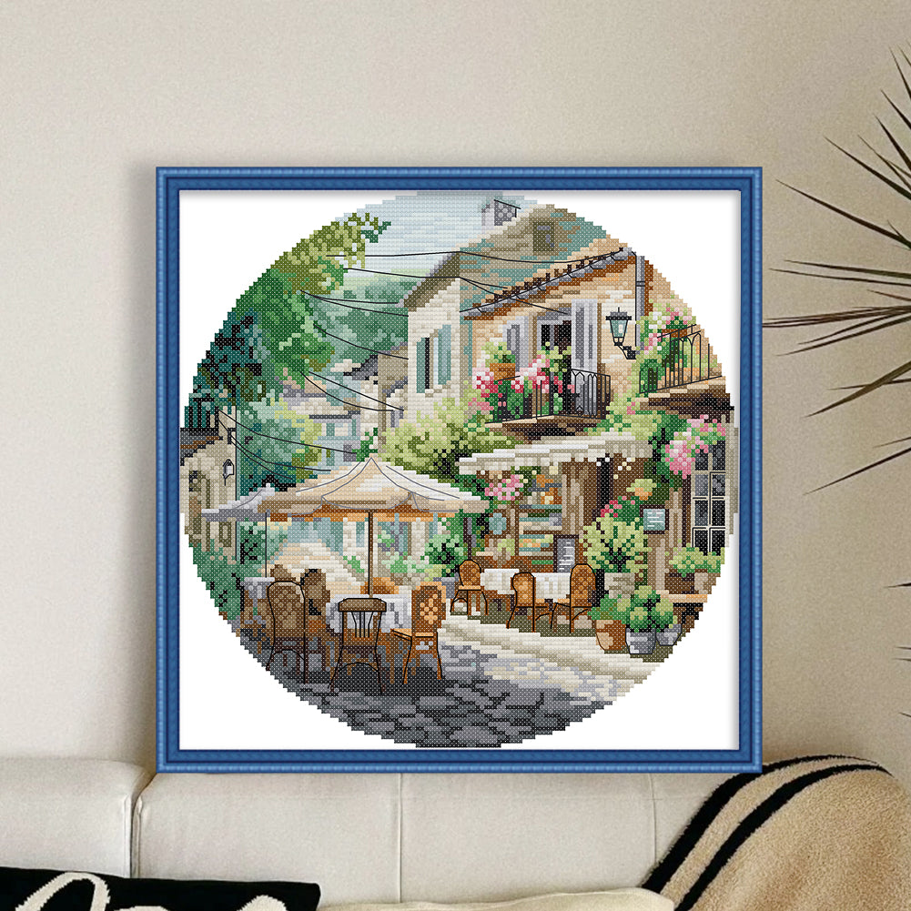 Coffee Shop - 11CT Stamped Cross Stitch 37*37CM(Joy Sunday)