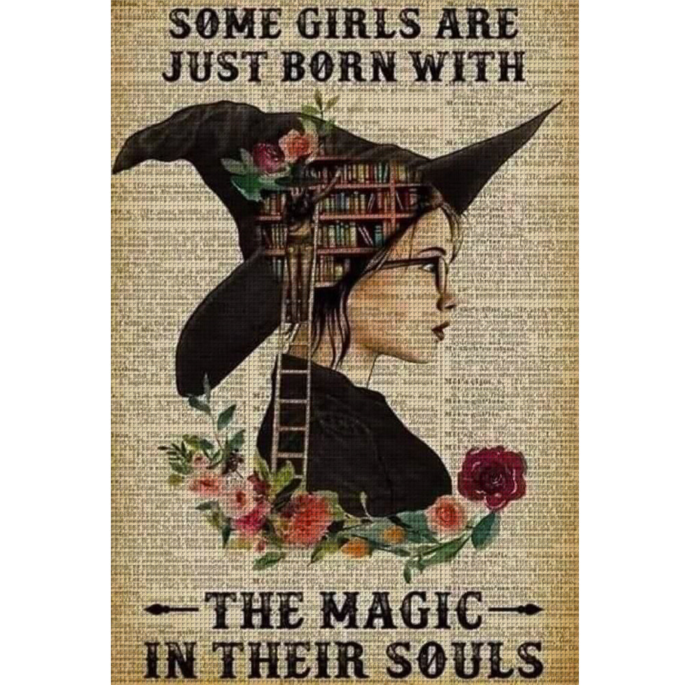Witch Books - 11CT Stamped Cross Stitch 40*60CM