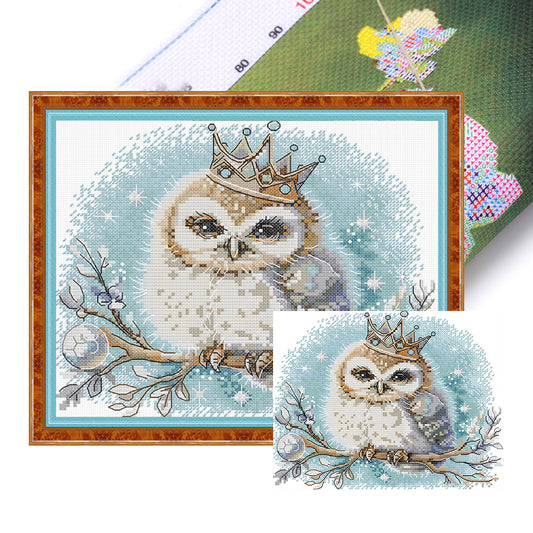 Crowned Owl - 14CT Stamped Cross Stitch 27*22CM(Joy Sunday)
