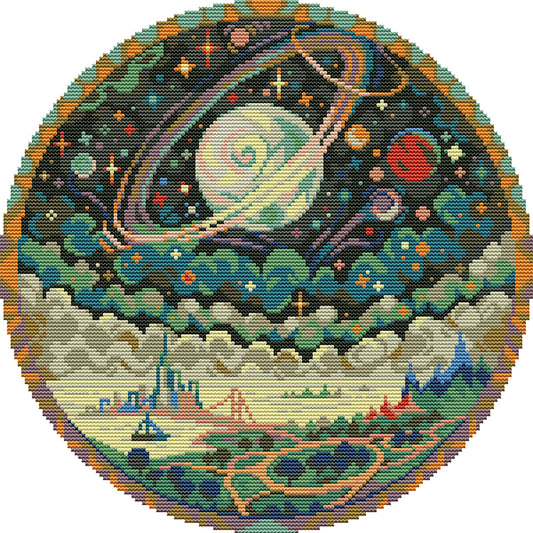 Starry Sky 2 - 14CT Stamped Cross Stitch 34*34CM(Joy Sunday)