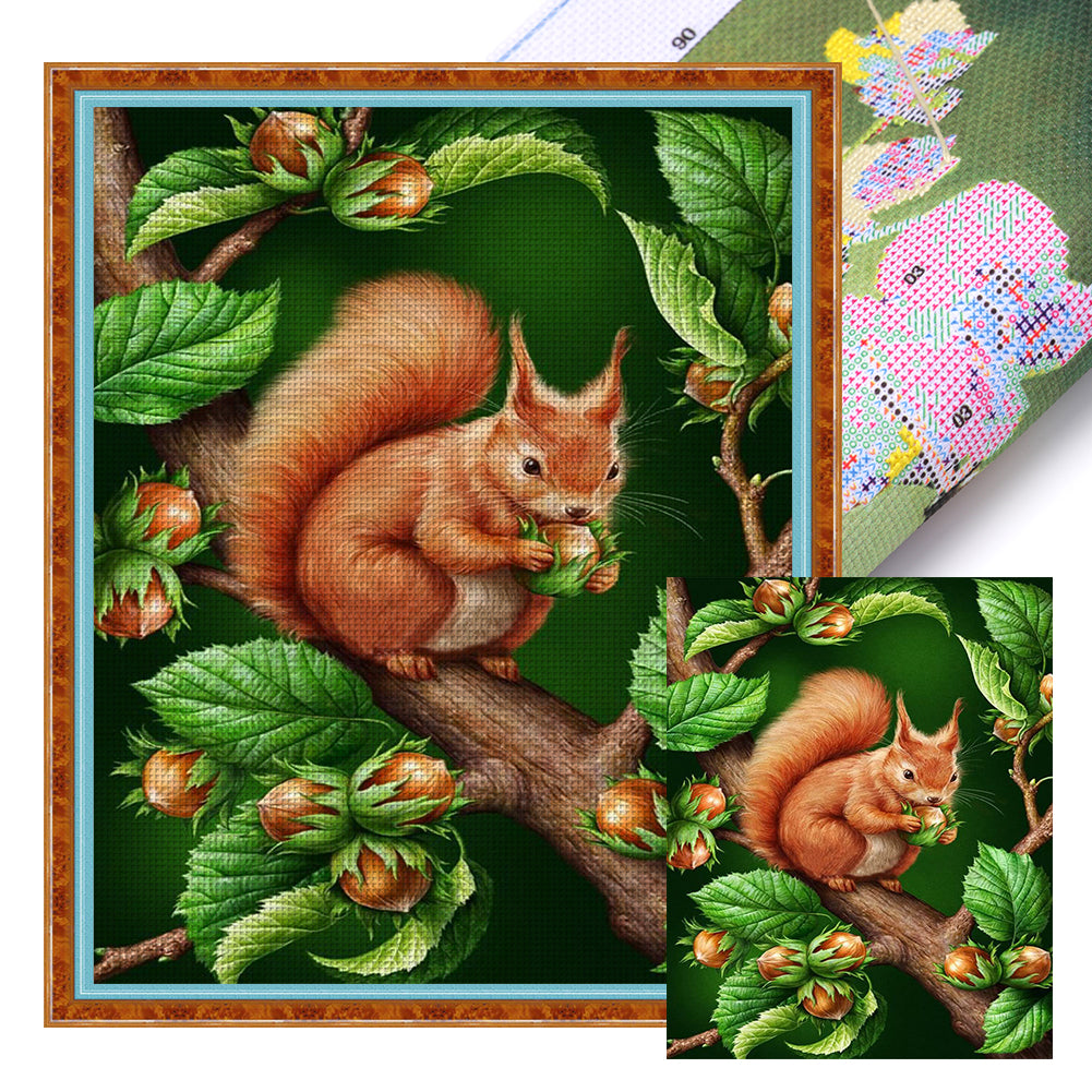 Squirrel On A Branch - 11CT Stamped Cross Stitch 40*50CM