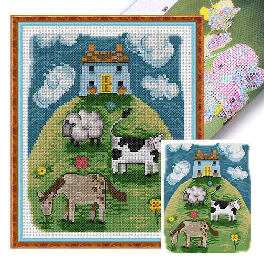 Pasture - 14CT Stamped Cross Stitch 26*30CM(Joy Sunday)