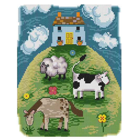 Pasture - 14CT Stamped Cross Stitch 26*30CM(Joy Sunday)