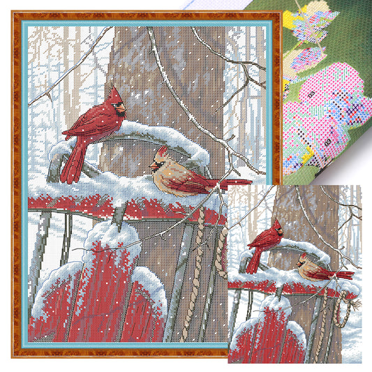 A Pair Of Snowbirds - 14CT Stamped Cross Stitch 33*44CM(Joy Sunday)