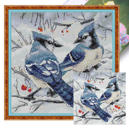 Two Bluebirds - 14CT Stamped Cross Stitch 27*27CM(Joy Sunday)