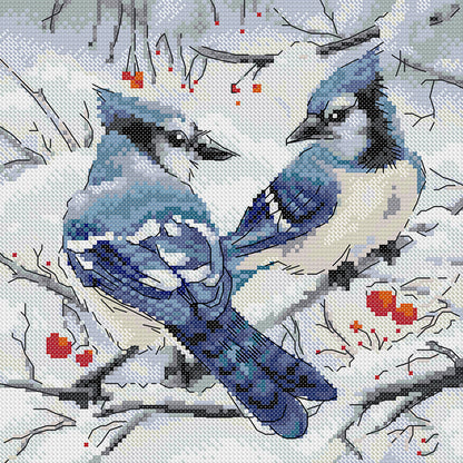 Two Bluebirds - 14CT Stamped Cross Stitch 27*27CM(Joy Sunday)