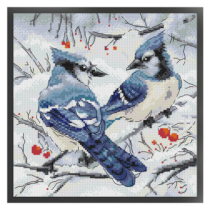 Two Bluebirds - 14CT Stamped Cross Stitch 27*27CM(Joy Sunday)