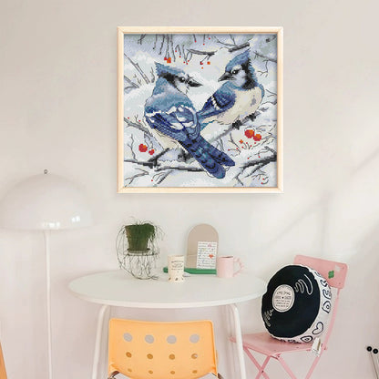 Two Bluebirds - 14CT Stamped Cross Stitch 27*27CM(Joy Sunday)