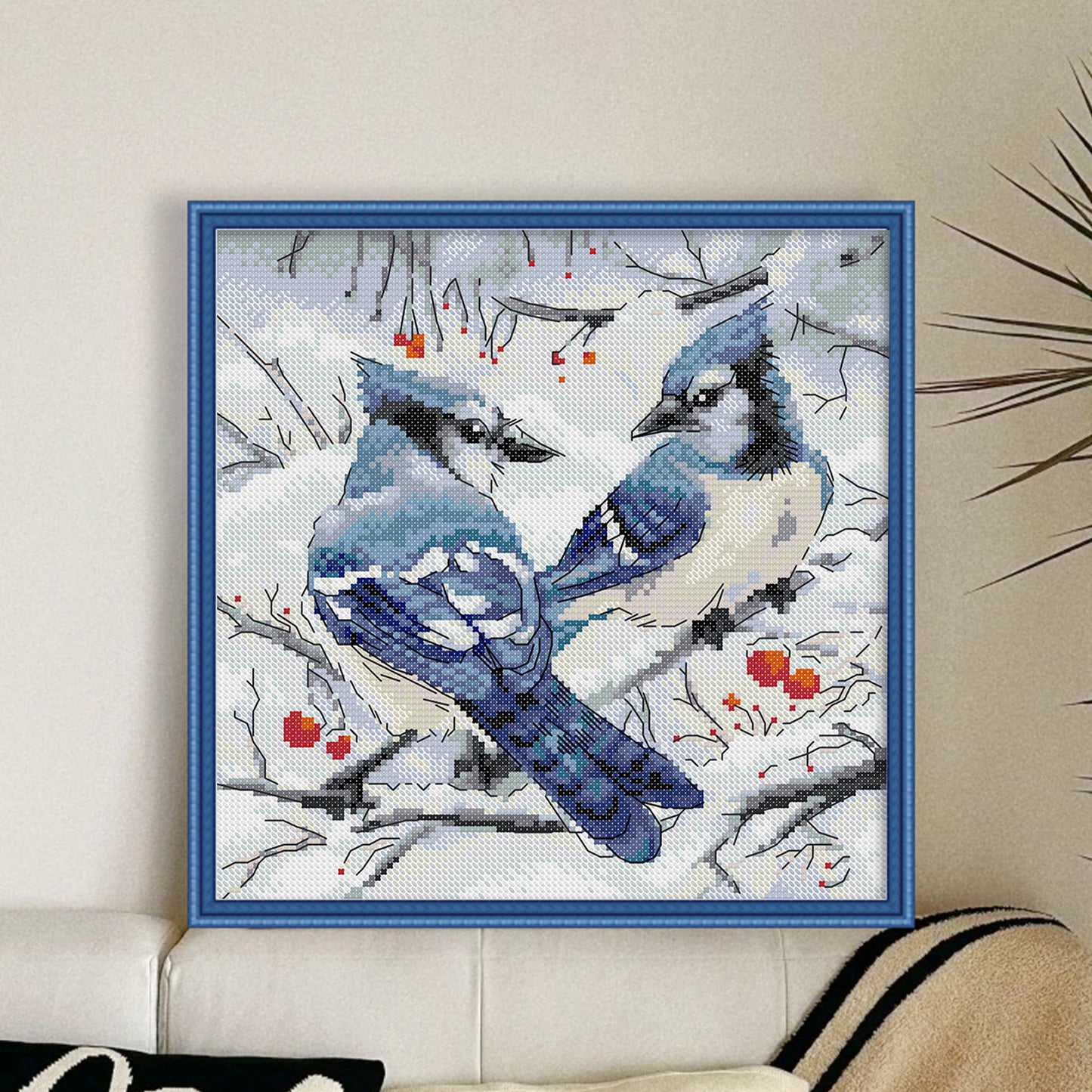 Two Bluebirds - 14CT Stamped Cross Stitch 27*27CM(Joy Sunday)