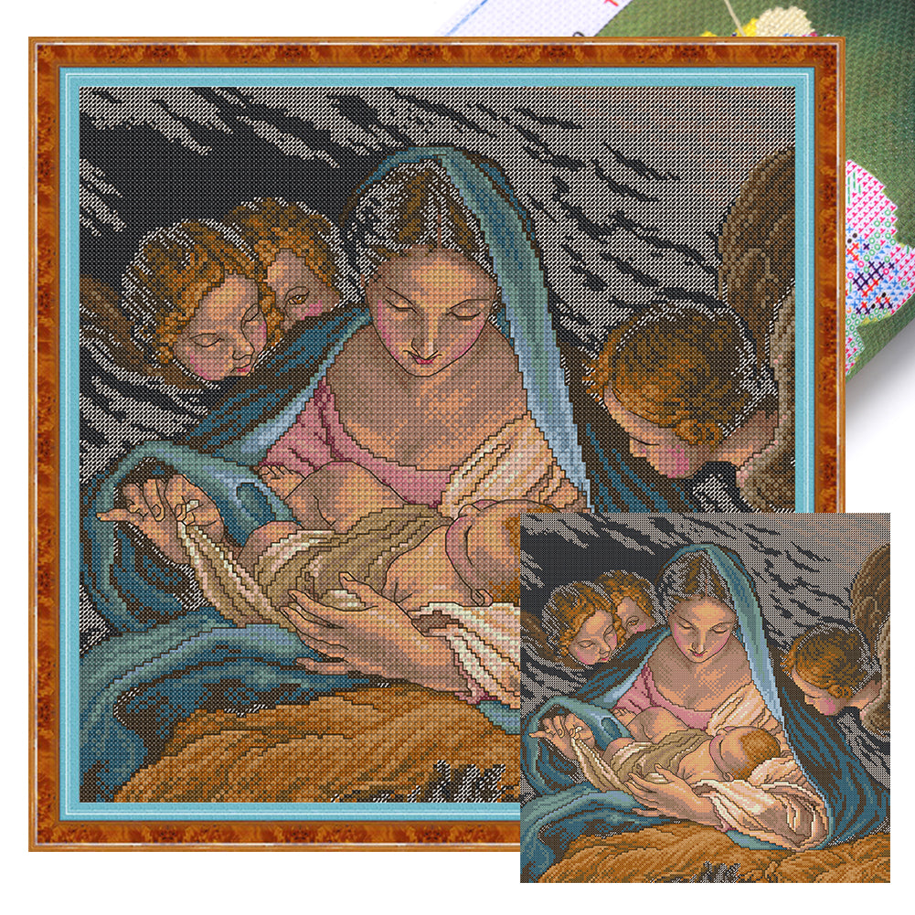 Angel'S Birth - 14CT Stamped Cross Stitch 38*38CM(Joy Sunday)