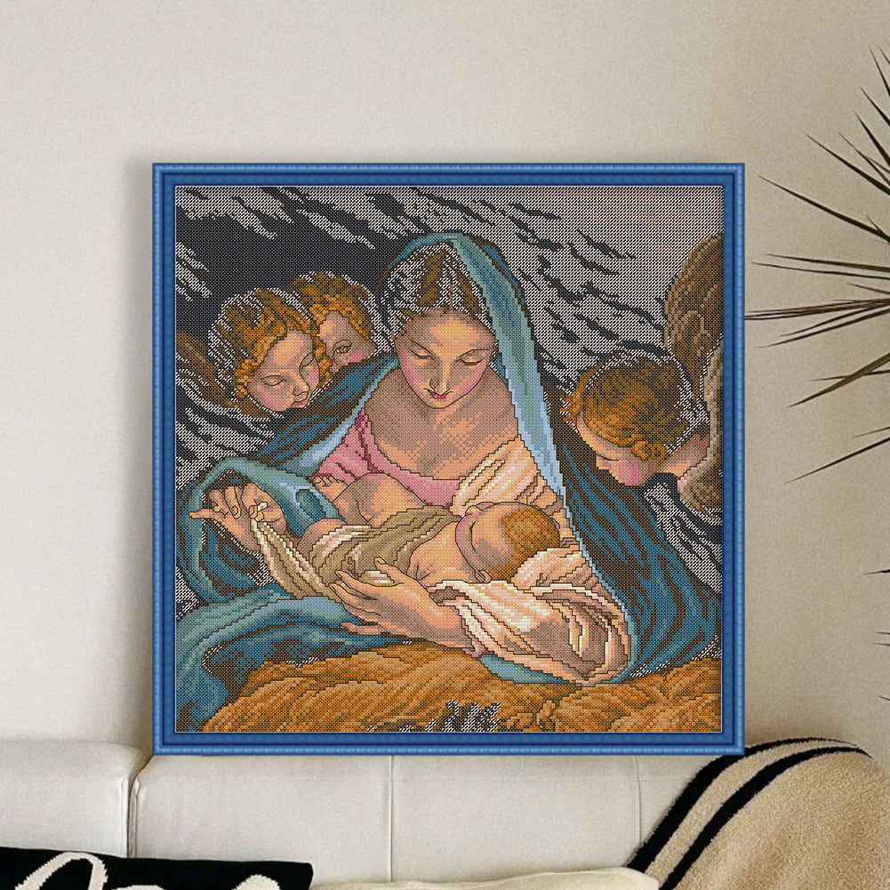 Angel'S Birth - 14CT Stamped Cross Stitch 38*38CM(Joy Sunday)