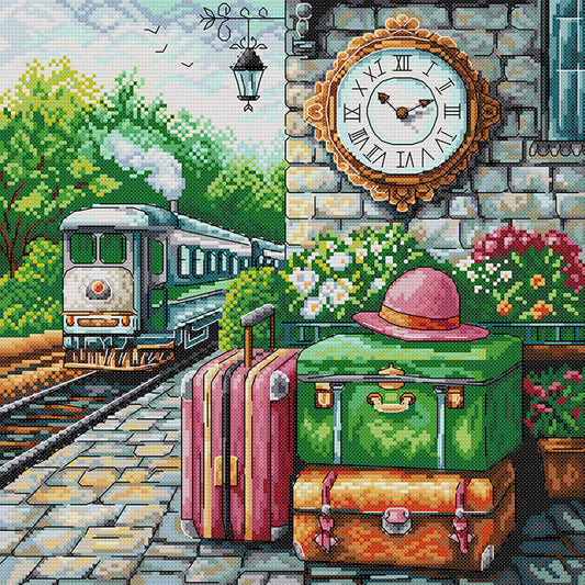 Train Journey - 14CT Stamped Cross Stitch 36*36CM(Joy Sunday)