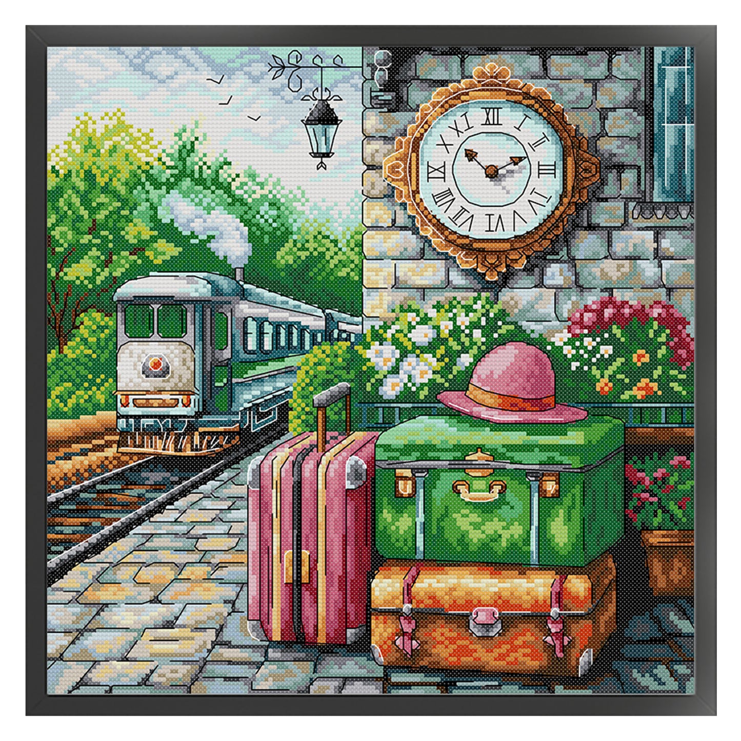 Train Journey - 14CT Stamped Cross Stitch 36*36CM(Joy Sunday)
