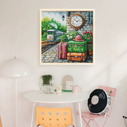 Train Journey - 14CT Stamped Cross Stitch 36*36CM(Joy Sunday)