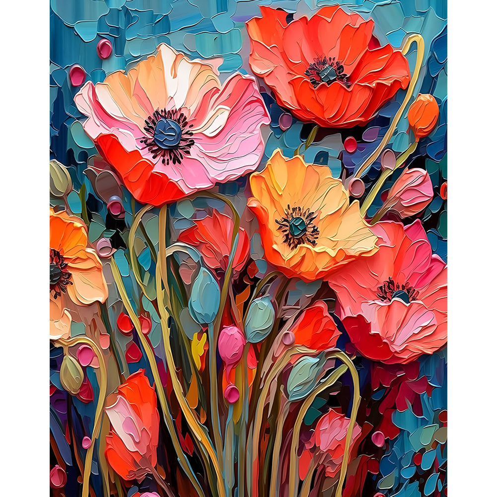 Poppy Flower - Full Round Drill Diamond Painting 40*50CM