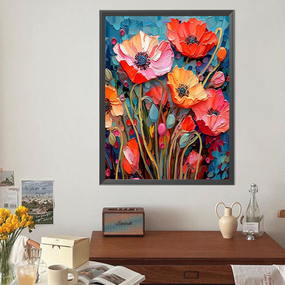 Poppy Flower - Full Round Drill Diamond Painting 40*50CM