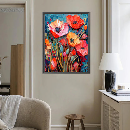 Poppy Flower - Full Round Drill Diamond Painting 40*50CM