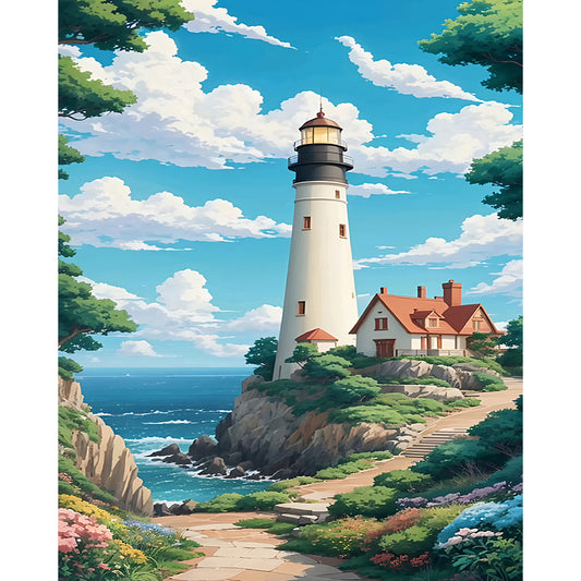 Lighthouse - Full Round Drill Diamond Painting 40*50CM