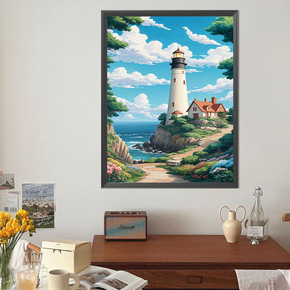 Lighthouse By The Sea - Full Round Drill Diamond Painting 40*50CM