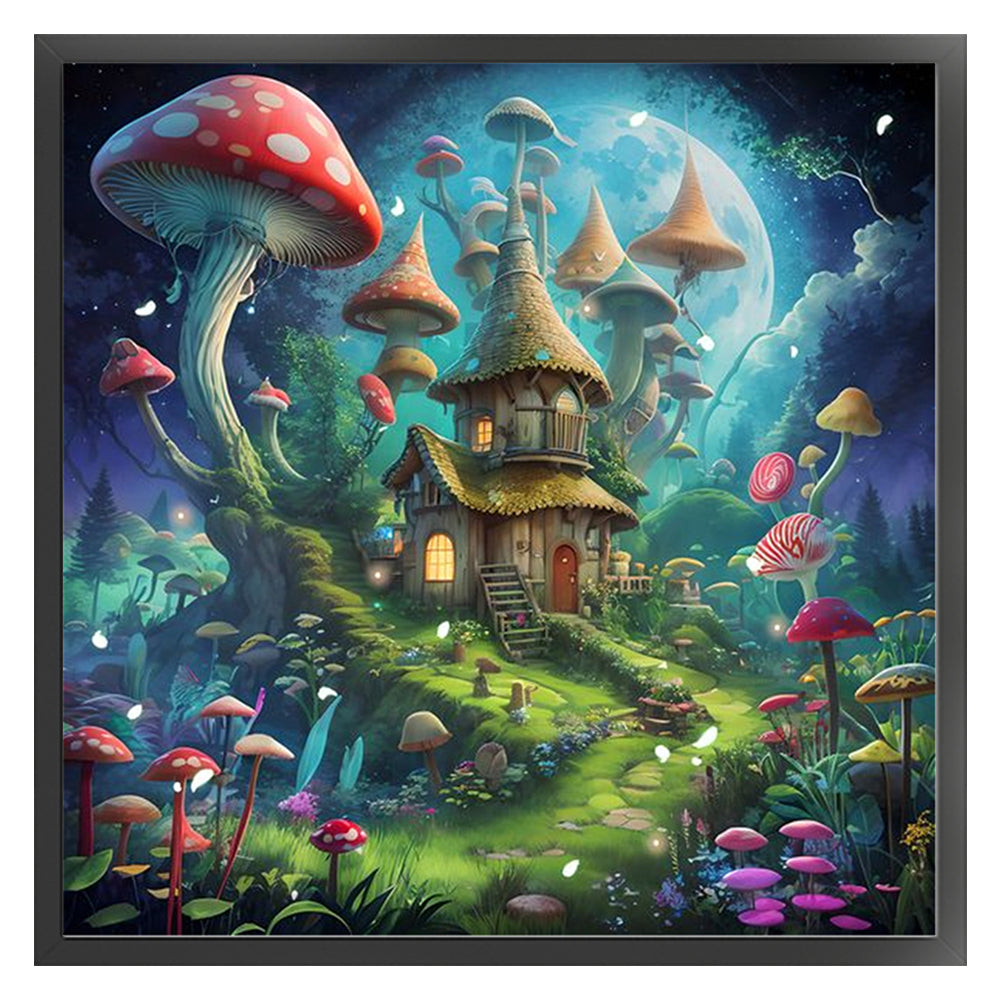 Mushroom House - 16CT Stamped Cross Stitch 40*40CM