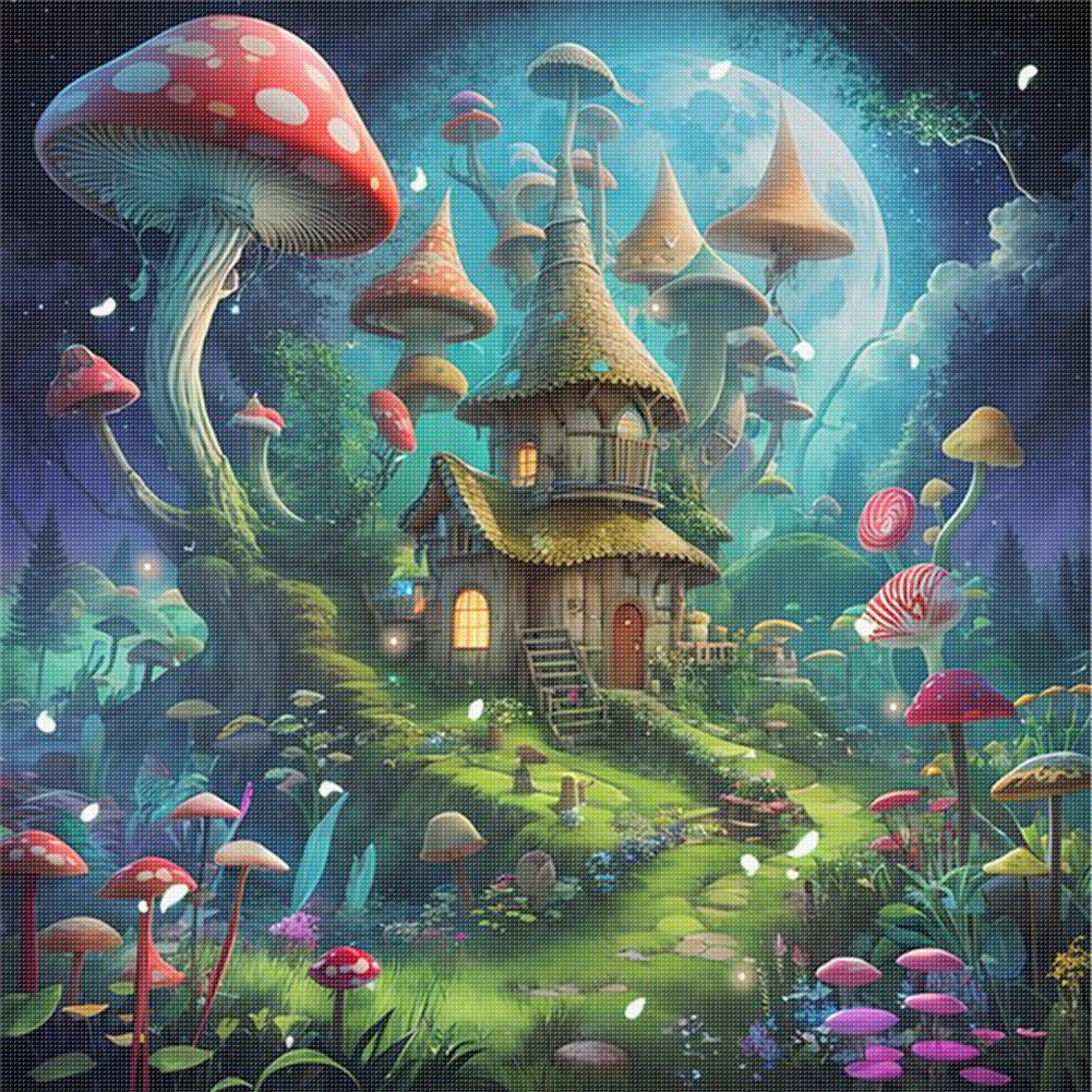 Mushroom House - 16CT Stamped Cross Stitch 40*40CM
