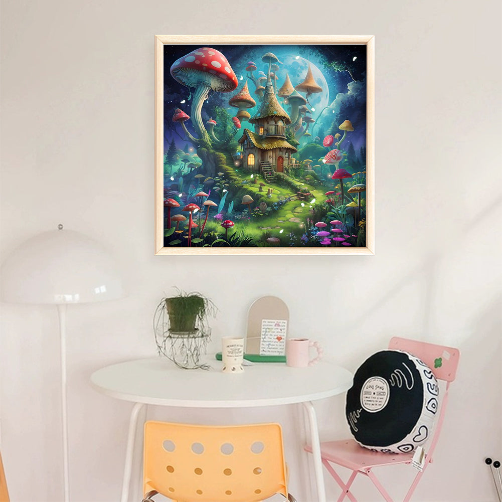 Mushroom House - 16CT Stamped Cross Stitch 40*40CM