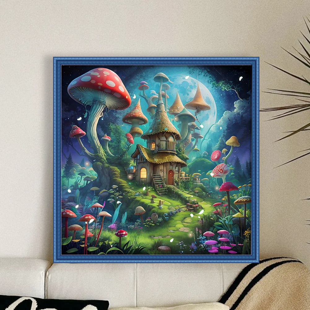 Mushroom House - 16CT Stamped Cross Stitch 40*40CM